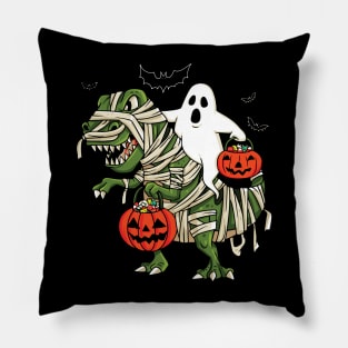 Ghost Riding Dinosaur Halloween Costume Pillow