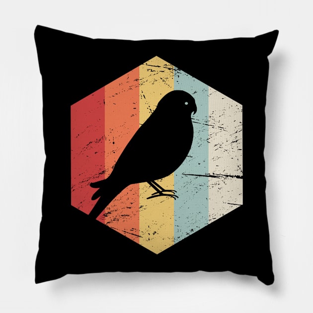 Retro Vintage Parakeet Budgie Bird Icon Pillow by MeatMan