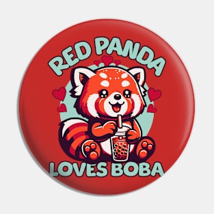 Red Panda Loves Boba Pin