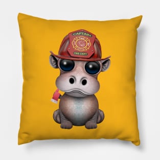 Cute Baby Hippo Firefighter Pillow