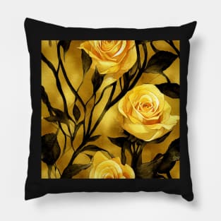 Golden rose watercolor rose Pillow