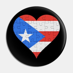 Puerto Rican Jigsaw Puzzle Heart Design - Gift for Puerto Rican With Puerto Rico Roots Pin