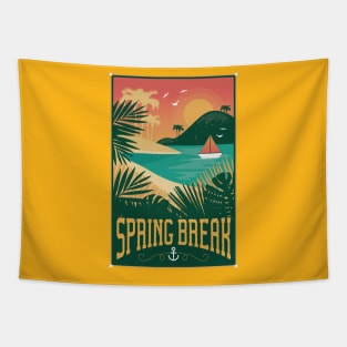 Vintage Spring Break: Retro Island Vibes Vector Design for Spring and Summer Tapestry