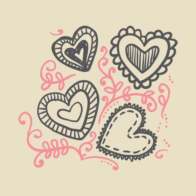 Hand Drawn Hearts Valentine's Day Pattern by parazitgoodz