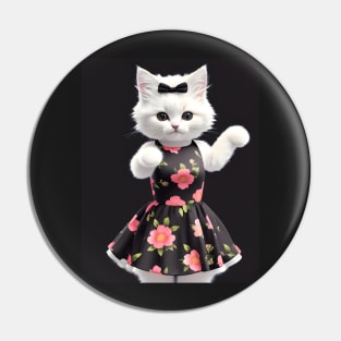 Cat with flower dress - Modern digital art Pin