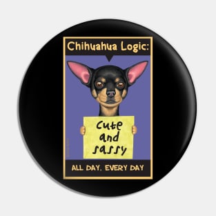 Cute Chihuahua Dog with Black and Tan Chihuahua tee Pin