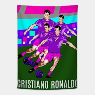 Cristiano Ronaldo dances while playing football Tapestry