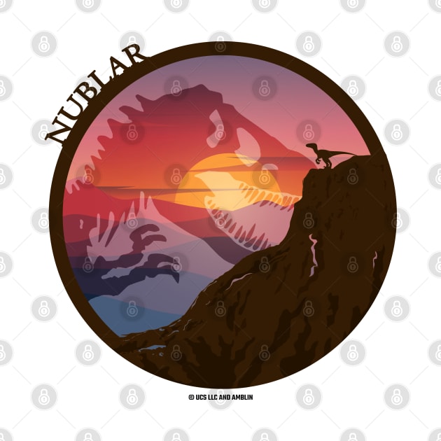 Isla Nublar - Jurassic Tyrannosaurus - Raptor - Sunset Silhouette by Jurassic Merch