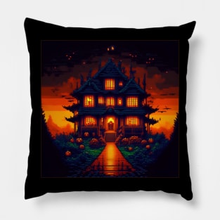 Haunted House in 8 Bit Graphics | Halloween Pillow