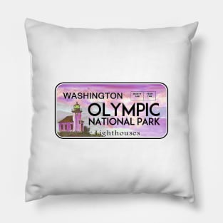 Olympic National Park Washington License Plate Lighthouses Pillow