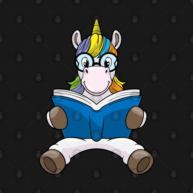 Unicorn as Nerd with Glasses & Book by Markus Schnabel