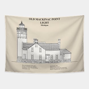 Old Mackinac Point Light Lighthouse - Michigan - SBDpng Tapestry