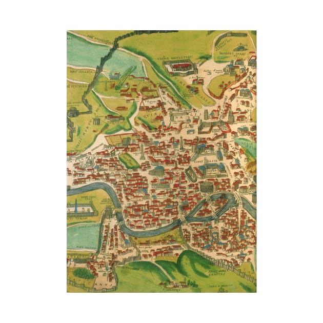 Antique City Map of Rome, Italy with Fortification by MasterpieceCafe