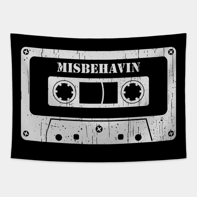 Misbehavin - Vintage Cassette White Tapestry by FeelgoodShirt