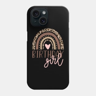 Birthday Girl Leopard Rainbow Birthday Party Family Phone Case