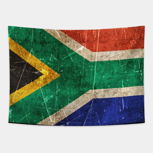 Vintage Aged and Scratched South African Flag Tapestry by jeffbartels