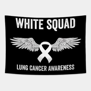 White squad lung cancer awareness supporting design Tapestry