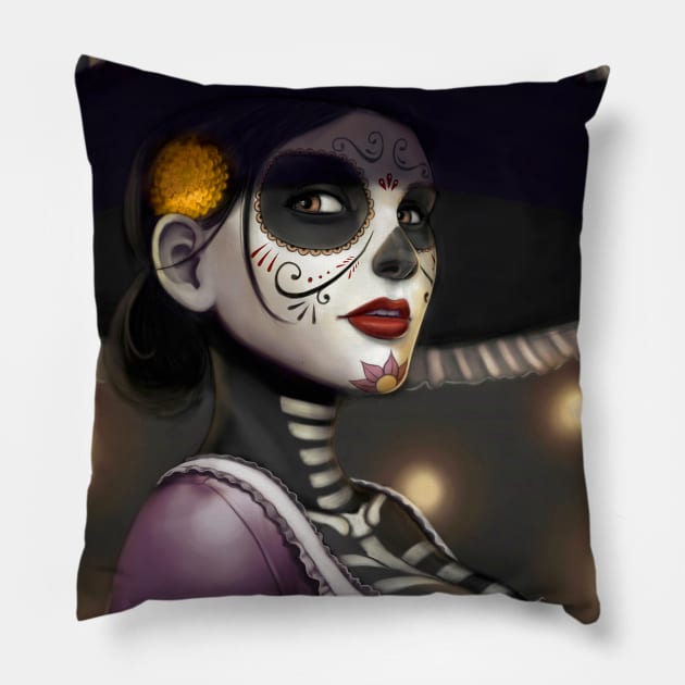 La Catrina Pillow by mauriciomorali