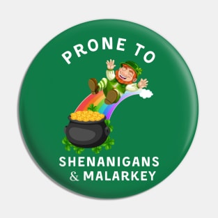 St Patricks Day Shenanigans and Malarkey Leprechaun Pin