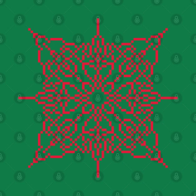 Pixel Red Holiday Snowflake (Style 2) by gkillerb