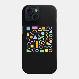 80s Style Shapes Pattern Color on Black Phone Case