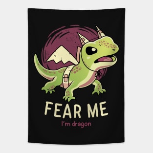 Fear Me Im Dragon // Funny Lizard, Reptile, Motivational Tapestry