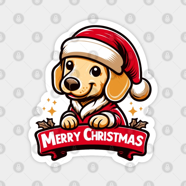 English cream dachshund merry christmas Magnet by TomFrontierArt