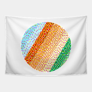 Retro Pixel Art Aqua,Orange and Green 8-bit Stripes Tapestry