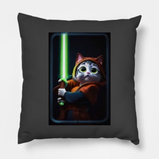 Fun Cat Print ~ AI Art ~ Fantasy Cat ~ Sci-fi Cat ~ Cats with Lightsabers Pillow