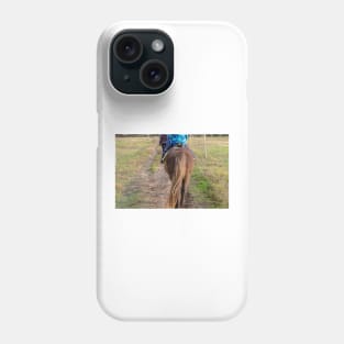 Brown pony croup with a long tail walking away Phone Case