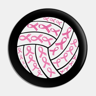 Breast Cancer Pink Ribbon Volleyball Awareness Pin