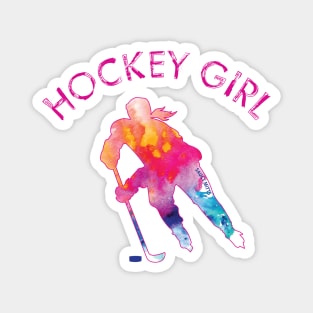 Hockey Girl Watercolor Magnet