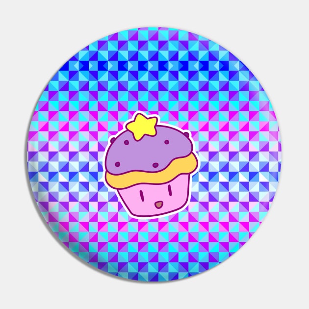 Star Cupcake - Holographic Checkered Pattern Pin by saradaboru