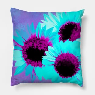 Psychedelic Sunflowers II Blooming In Vibrant Colors Pillow