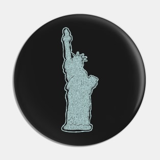 Minimalist Statue of Liberty Pattern Pop Abstract Aqua Blue on a Midtone Beige Pin