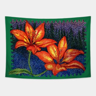 Prairie Lily Pointillism Tapestry