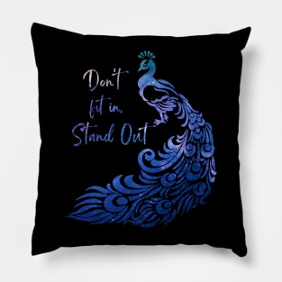 Dont fit in, stand out - cosmic peacock double exposure art Pillow