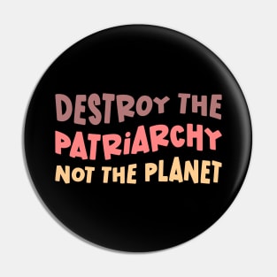 Destroy The Patriarchy Not The Planet Pin