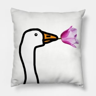 Gaming Goose Steals Flower for Game Pillow