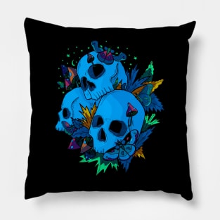 The 3 blue skulls Pillow