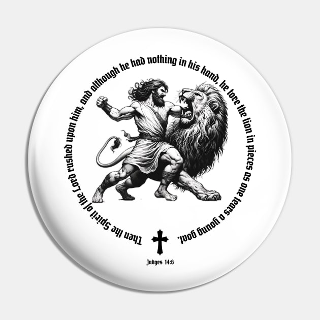 Samson And The Lion Gym Motivaton Pin by RuthlessMasculinity