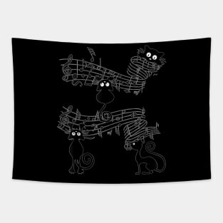 Cat Kitty Playing Music Note  Black Cat Lover Gift Tapestry