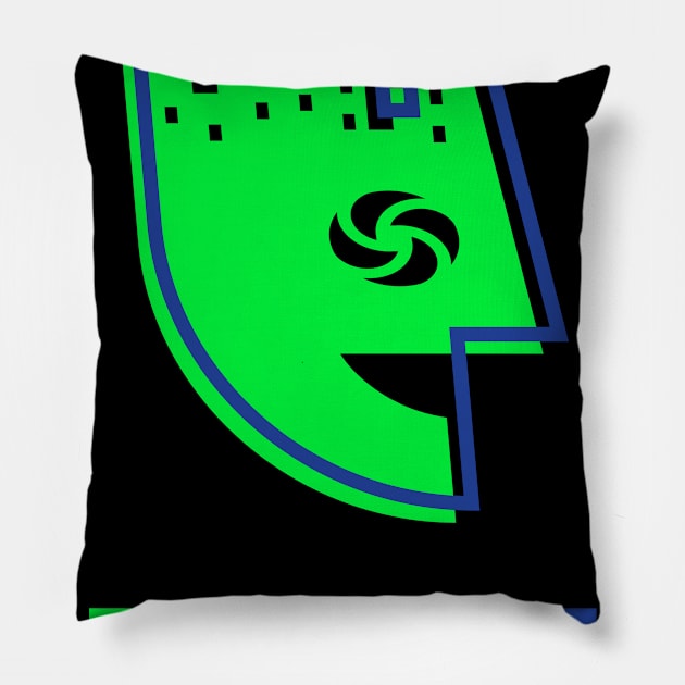 YourArtDude Logo In Lime And Blue Pillow by yourartdude