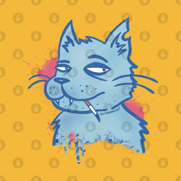 Blue smoking cat by Douwannart