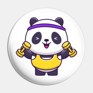 Cute Panda Gym Lifting Dumbbell Cartoon Pin