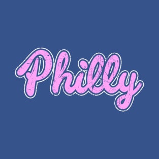 Pink Retro Philly Script Throwback Philly Fan Favorite T-Shirt