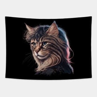 80s Cat With Mullet Tapestry