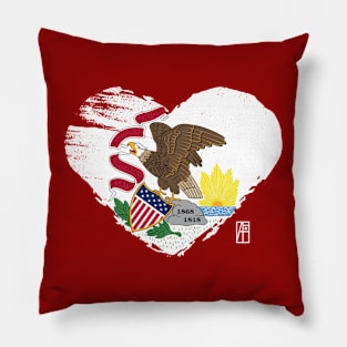 U.S. State - I Love Illinois - Illinois Flag Pillow