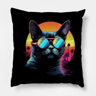 Retro Wave Abyssinian Cat Shirt Pillow