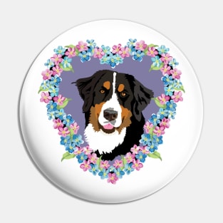 Bernese Mt dog Lover heart purple pink Pin